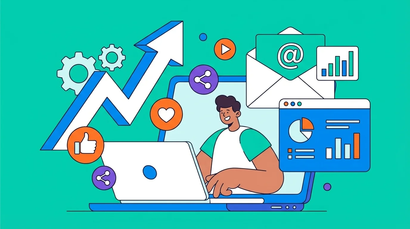 Digital markedsføring strategi for små bedrifter illustrasjon
